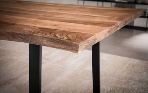 Esszimmertisch 200x100x76 cm Akazie Massivholz / Metall Esstisch Baumkante Küchentisch – Bild 5