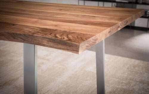 Esszimmertisch 160x80x76 cm Akazie Massivholz / Metall Esstisch Baumkante Küchentisch – Bild 5