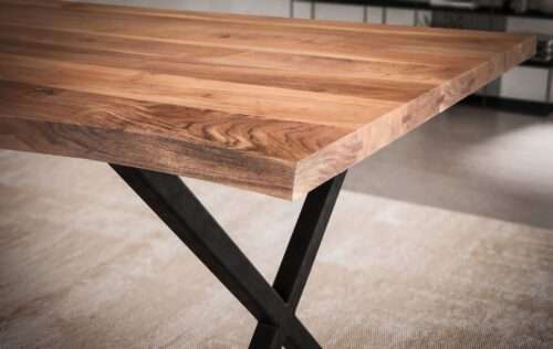 Esszimmertisch 140x80x76 cm Akazie Massivholz / Metall Esstisch Baumkante Küchentisch – Bild 5