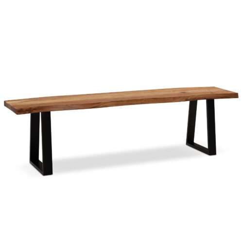 Esszimmerbank 120x40x455 cm Akazie Massivholz / Metall mit Baumkante Esstischbank – Bild 7