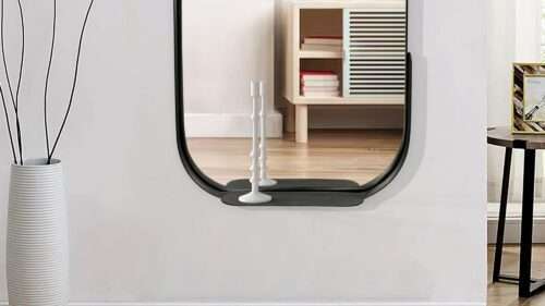 Wandspiegel 51x114 cm Metall Design Hängespiegel Schwarz Eisen Dekospiegel Oval – Bild 6