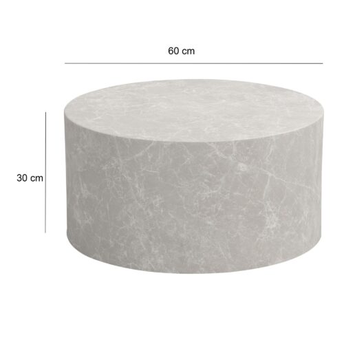 Couchtisch MONOBLOC 60x60x30 cm in Stein-Optik Sandfarben Design Wohnzimmertisch Rund – Bild 4
