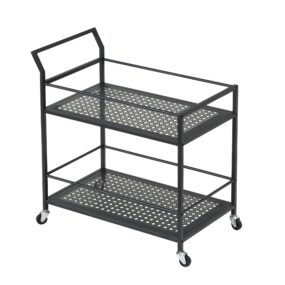Servierwagen Metall Schwarz 79x45x83 cm mit Rollen & Bremsen Küchenwagen