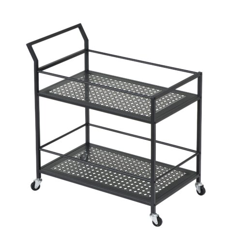 Servierwagen Metall Schwarz 79x45x83 cm mit Rollen & Bremsen Küchenwagen