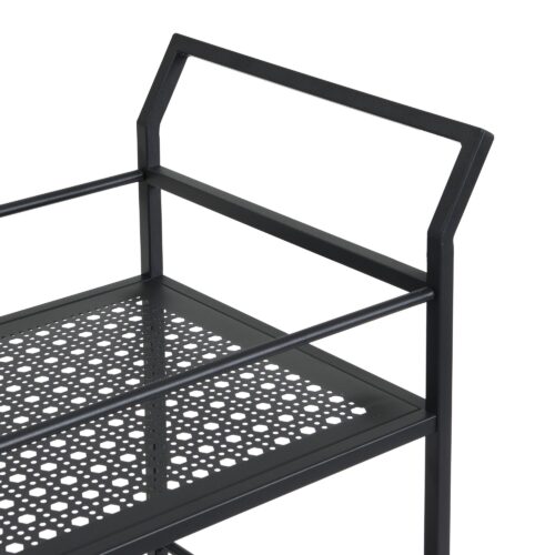 Servierwagen Metall Schwarz 79x45x83 cm mit Rollen & Bremsen – Bild 6