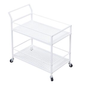 Servierwagen Metall Weiß 79x45x83 cm mit Rollen & Bremsen Küchenwagen