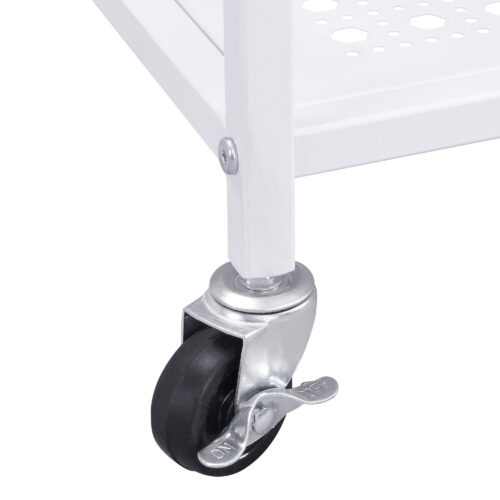 Servierwagen Metall Weiß 79x45x83 cm mit Rollen & Bremsen – Bild 6