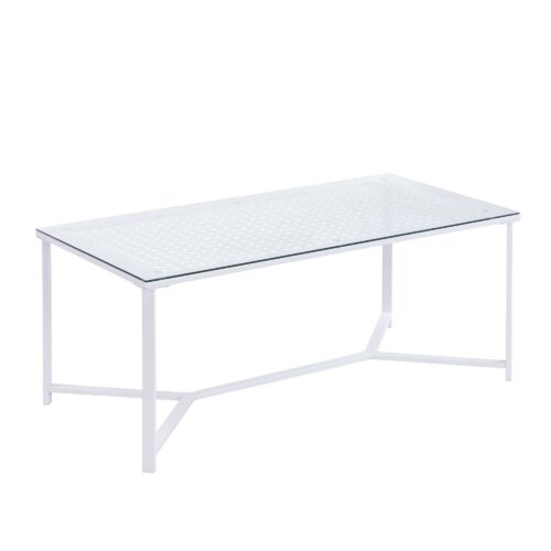 Couchtisch Glas Metall Weiß 100 cm Rechteckiger Wohnzimmertisch Modern – Bild 7