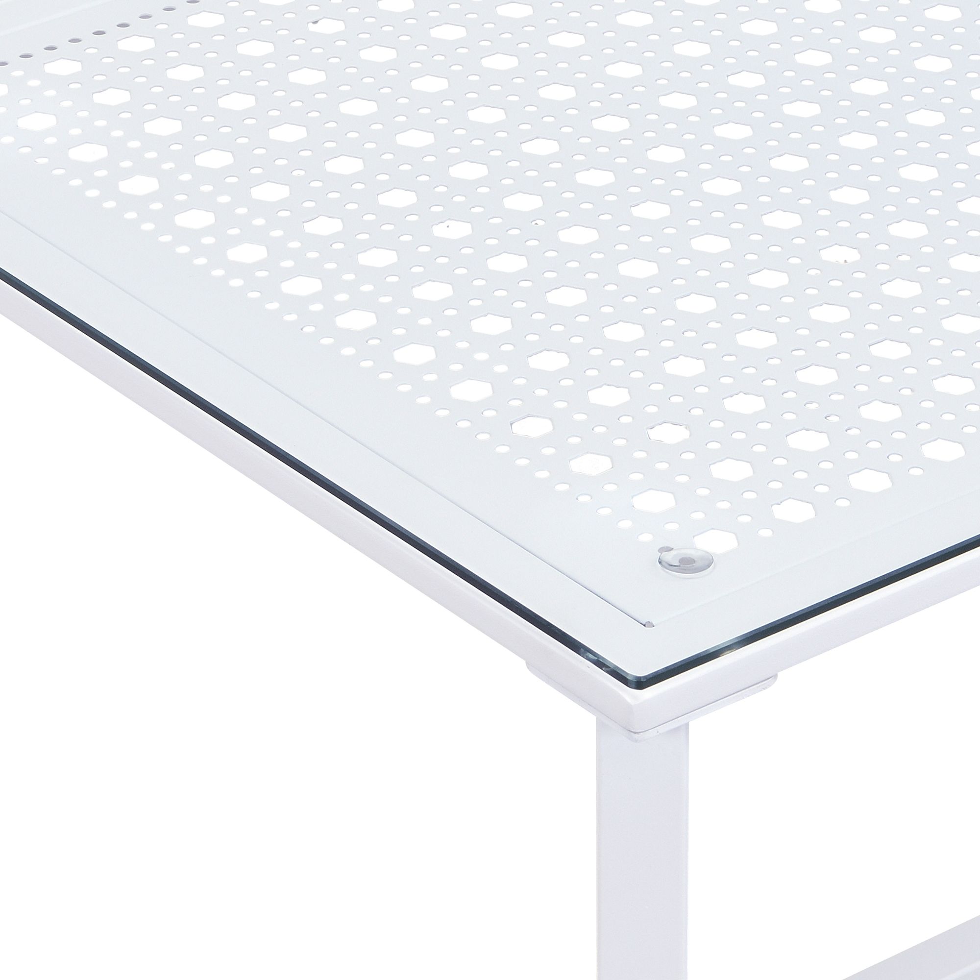 Couchtisch Glas Metall Weiß 100 cm Rechteckiger Wohnzimmertisch Modern – Bild 6