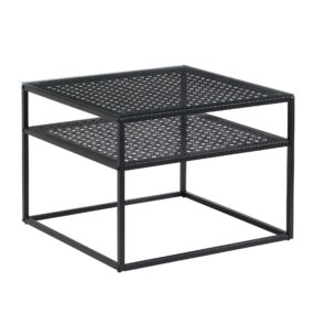 Couchtisch Glas Metall Schwarz 60x60x45 cm Quadratischer Wohnzimmertisch Modern mit