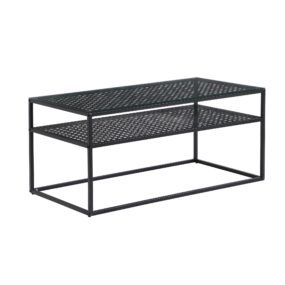Couchtisch Glas Rechteckig 100 cm Schwarz Moderner Wohnzimmertisch mit Metallgestell