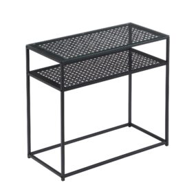 Konsolentisch Glas Metall 80x40x77 cm Flurtisch Schwarz Schmal Ablagetisch Eingangsbereich