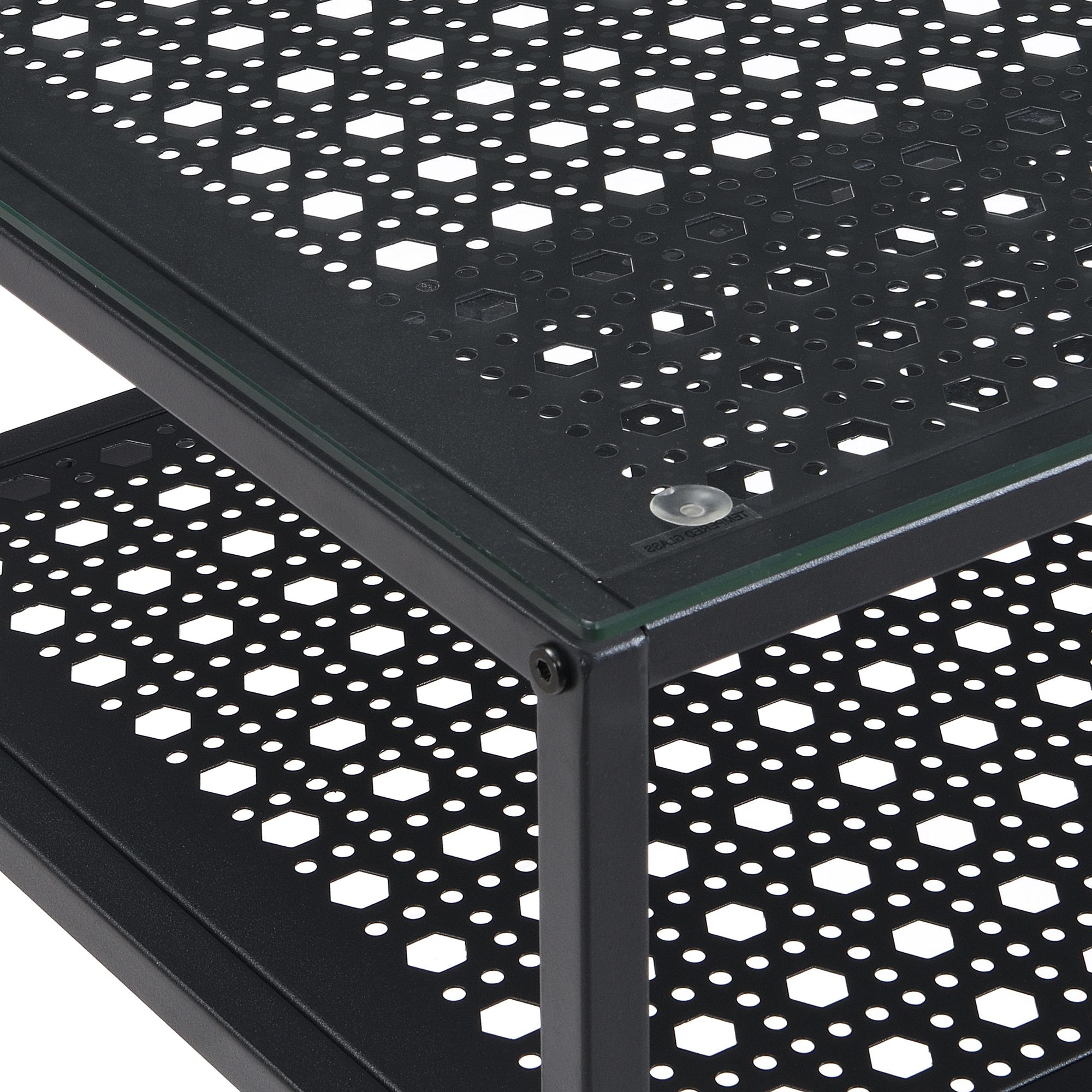 Konsolentisch Glas Metall 80x40x77 cm Flurtisch Schwarz Schmal – Bild 6