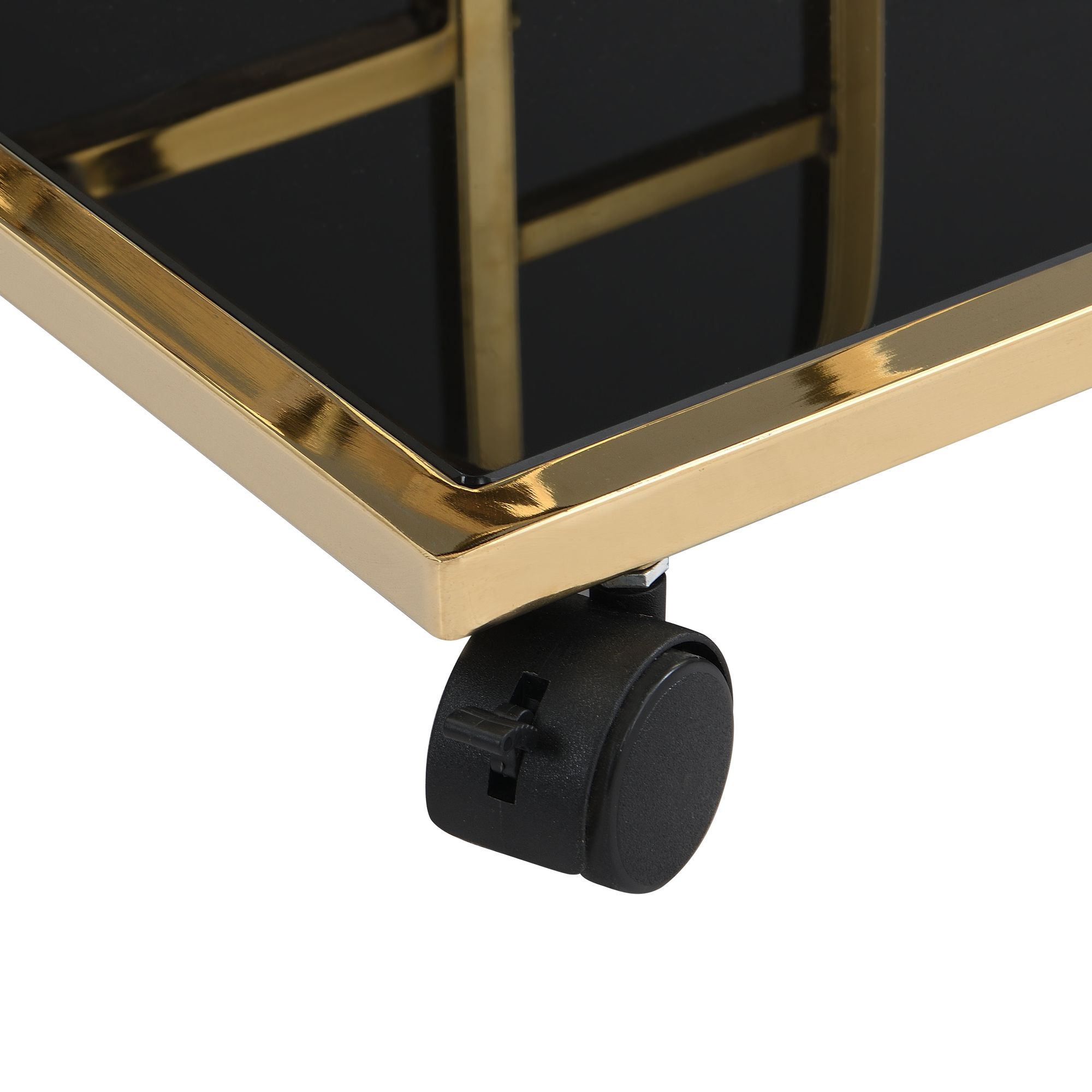 Servierwagen Gold Metall mit Glas Ablagen auf Rollen 675x835x43 – Bild 6