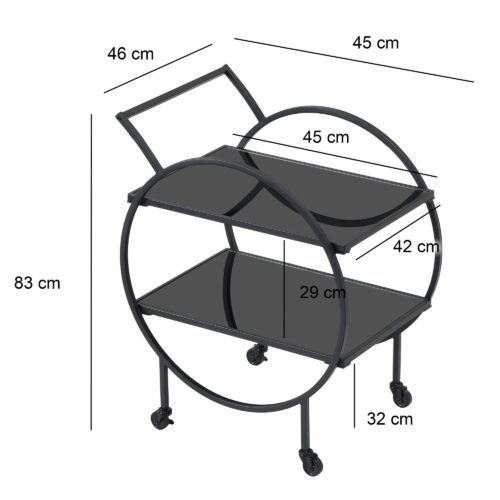 Design Servierwagen mit Rollen & Bremse 2 offenen Ebenen – Bild 4