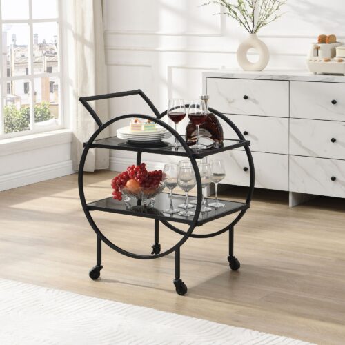 Design Servierwagen mit Rollen & Bremse 2 offenen Ebenen – Bild 3