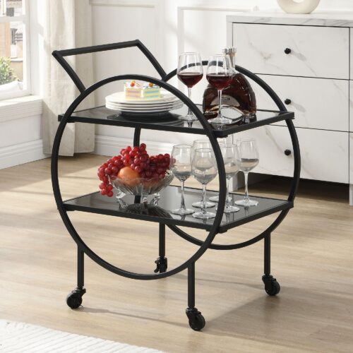 Design Servierwagen mit Rollen & Bremse 2 offenen Ebenen – Bild 2