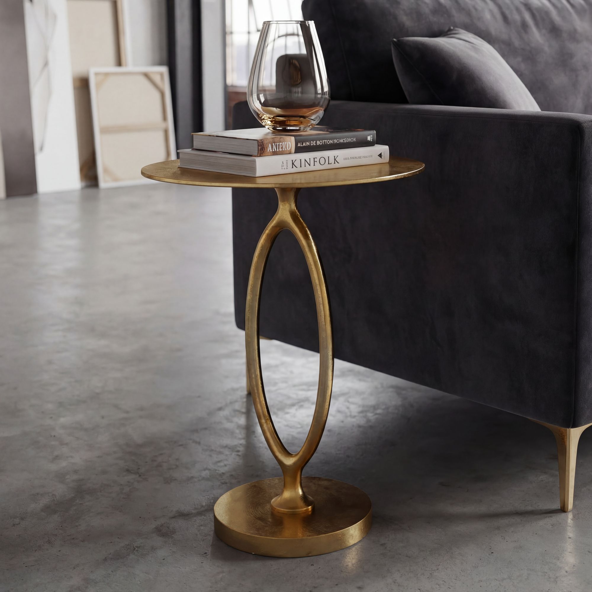 Beistelltisch Aluminium 44cm Rund Gold Design Metalltisch – Bild 2