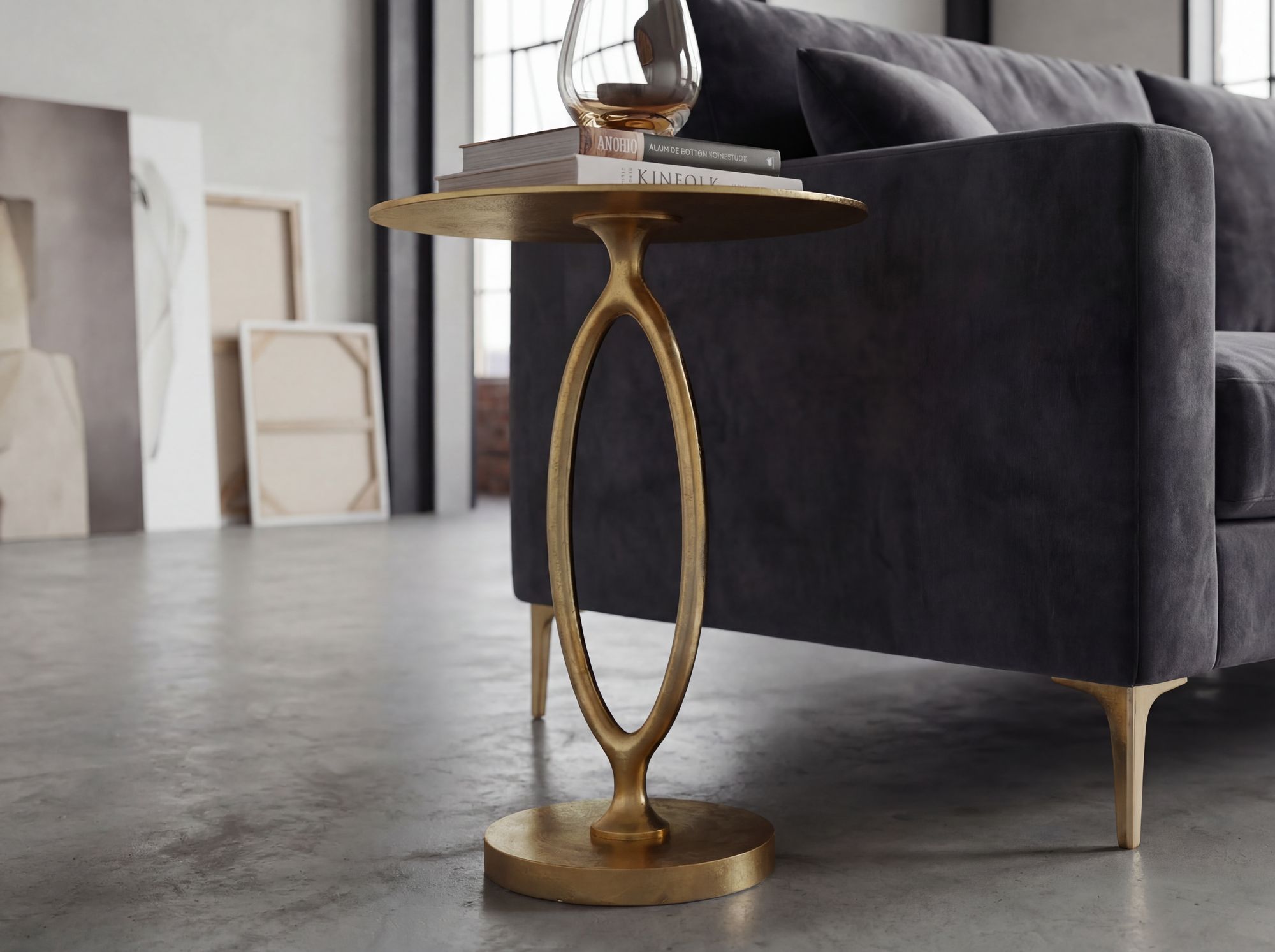 Beistelltisch Aluminium 44cm Rund Gold Design Metalltisch – Bild 6