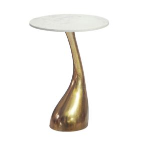 Beistelltisch 45cm Gold mit weißer Marmor Tischplatte - Couchtisch