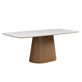 Esstisch 200cm mit weißer Sinterstein Tischplatte in Marmor Optik rechteckig