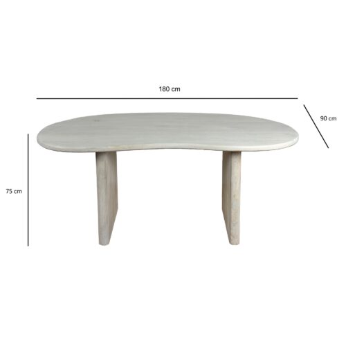 Esszimmertisch 180x90x75 cm Mango Massivholz Weiß Esstisch Retro – Bild 4