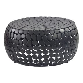 Couchtisch Aluminium schwarz rund 66x32 cm - Design Sofatisch Wohnzimmer