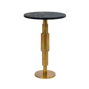 Beistelltisch Marmor rund 59 cm Dekotisch mit Marmor Tischplatte Schwarz