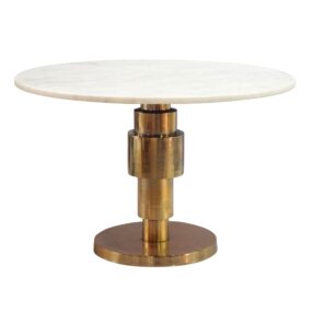 Couchtisch Gold 60cm mit weißer Marmor Tischplatte - Wohnzimmertisch rund