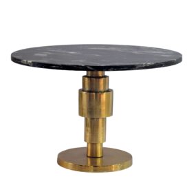 Couchtisch Gold 60cm mit schwarzer Marmor Tischplatte - Wohnzimmertisch rund