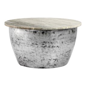 Couchtisch Metall mit weißer Marmor Tischplatte 60cm rund - Design