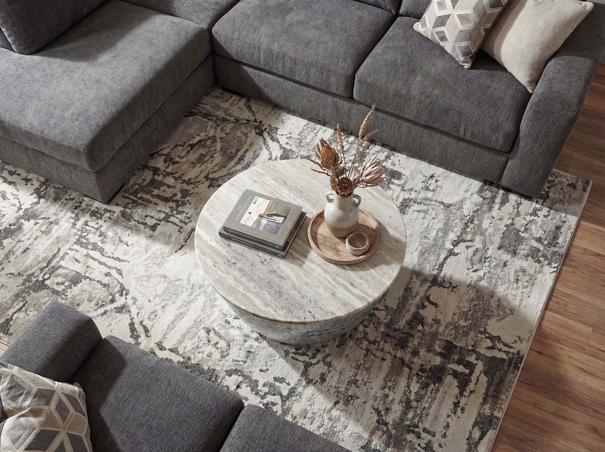 Couchtisch Metall mit weißer Marmor Tischplatte 60cm rund – Bild 5