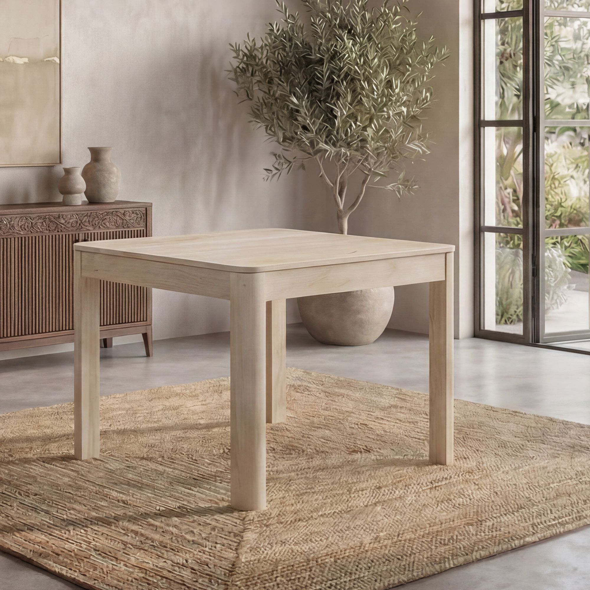 Esstisch Massivholz Mango 80x80 cm White Wash Quadratisch – Bild 2