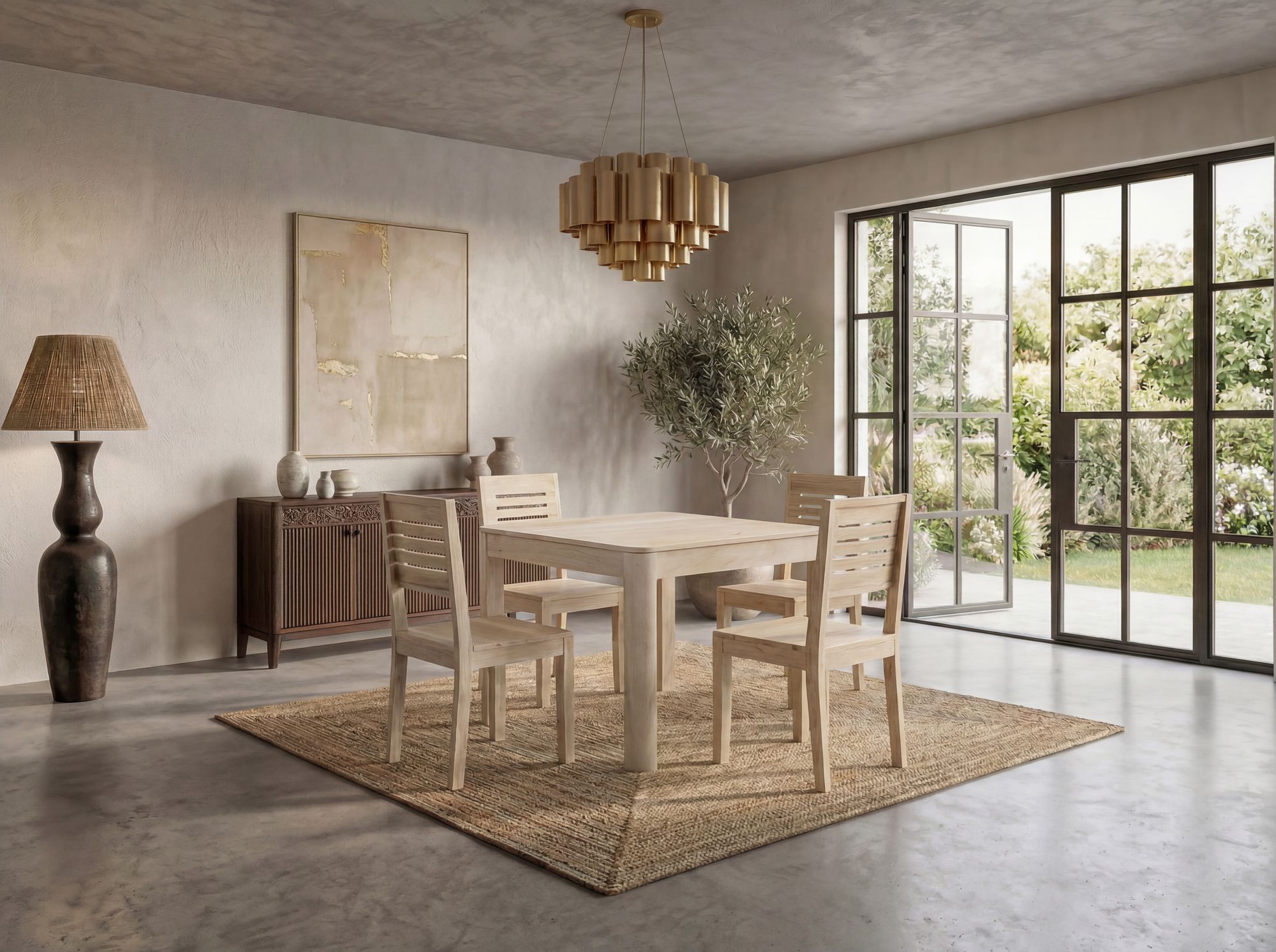 Esstisch Massivholz Mango 80x80 cm White Wash Quadratisch – Bild 3