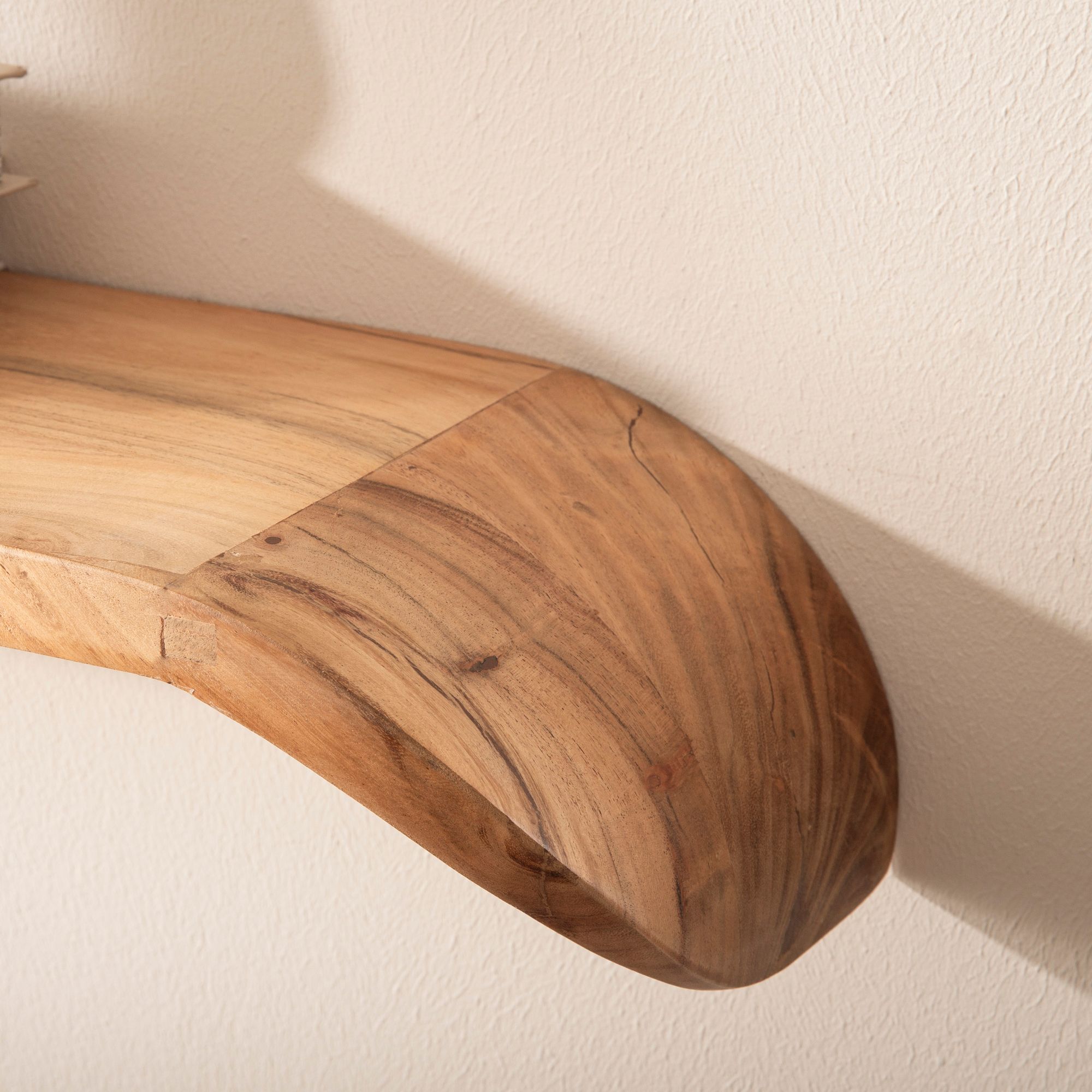 Wandregal Mango Massivholz 80cm Hängeregal mit geschwungenen Enden – Bild 5