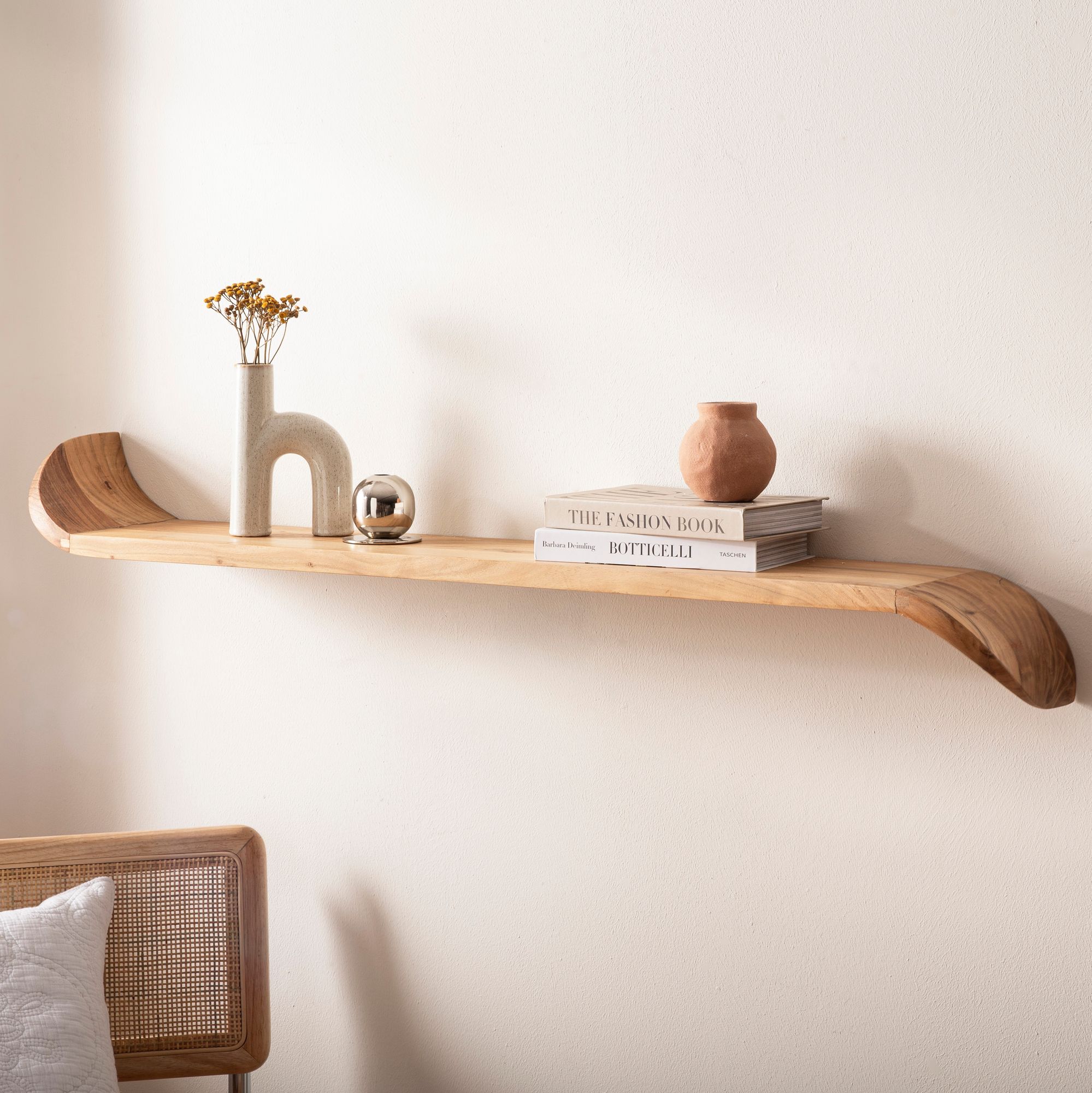 Wandregal Mango Massivholz 120cm Hängeregal mit geschwungenen Enden – Bild 2