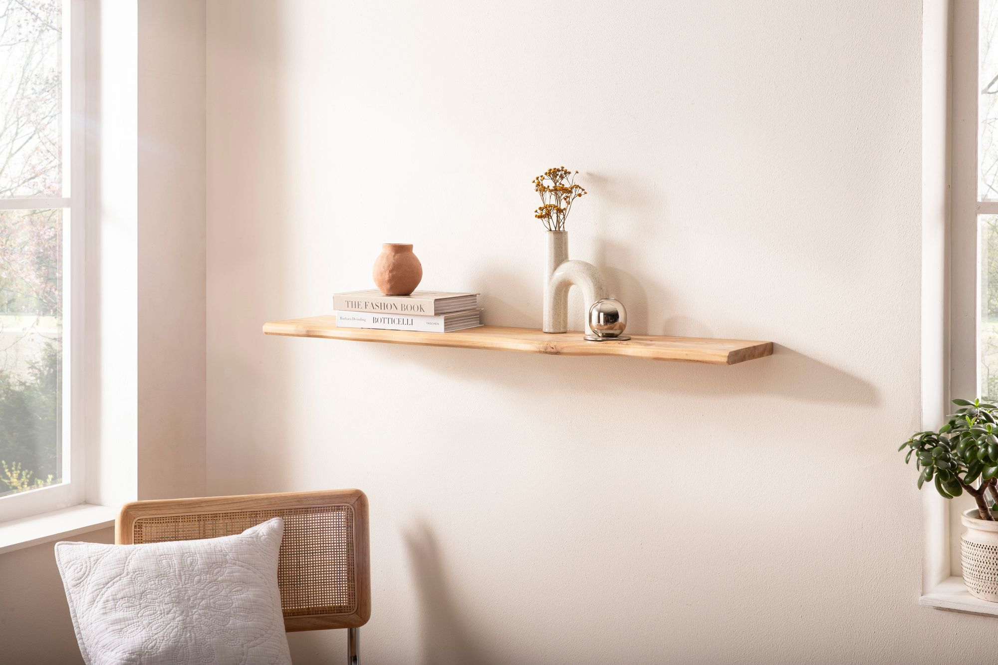 Wandregal Akazie Massivholz 100cm Schwebendes Design Regal für die Wand – Bild 3