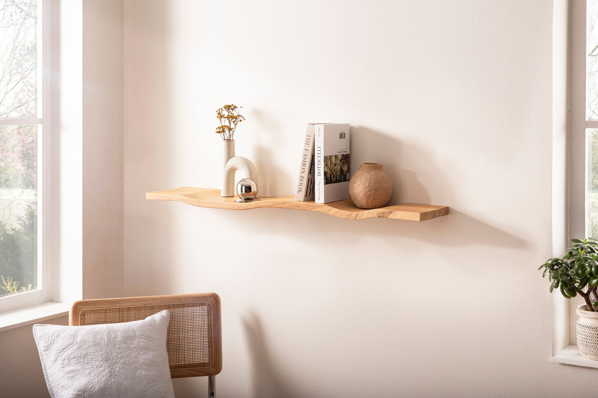 Wandregal Akazie Massivholz 120cm Schwebendes Design Regal für die Wand – Bild 3