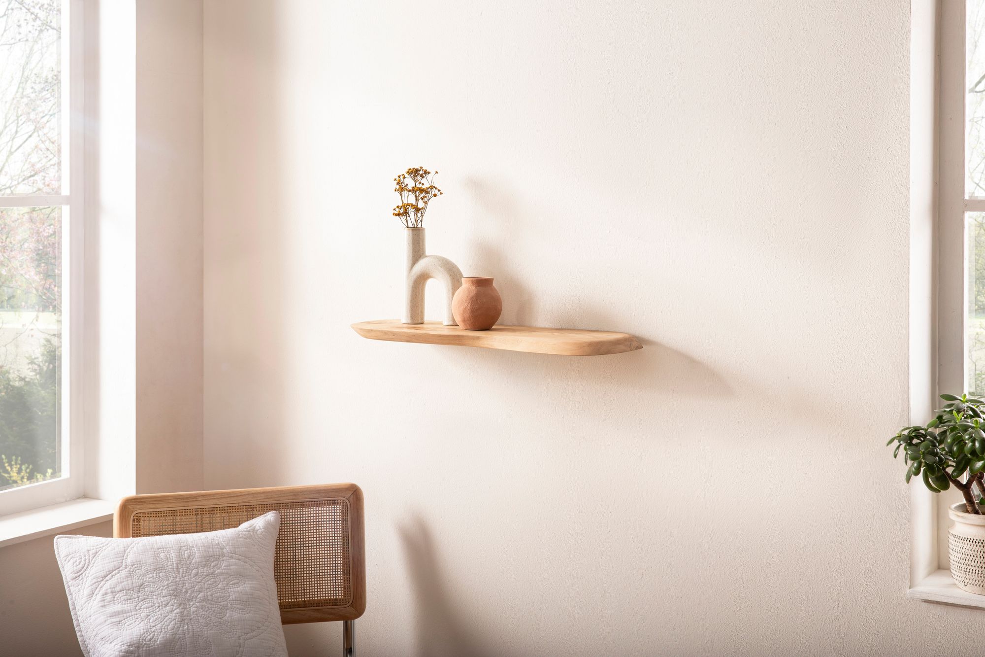 Wandregal Akazie Massivholz 60cm Schwebendes Design Regal für die Wand – Bild 3