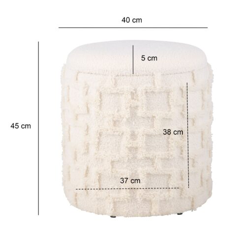 Sitzhocker mit Stauraum 45x40 cm Rund mit weichem Strukturstoff – Bild 4