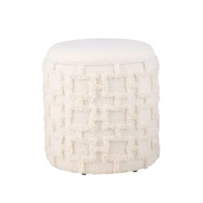 Sitzhocker mit Stauraum 45x40 cm Runder Polsterhocker mit weichem Strukturstoff