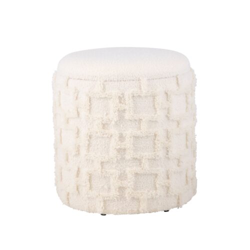 Sitzhocker mit Stauraum 45x40 cm Runder Polsterhocker mit weichem Strukturstoff