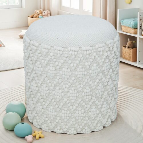 Runder Hocker aus Wolle mit Stauraum Boho Sitzhocker 45 cm – Bild 2