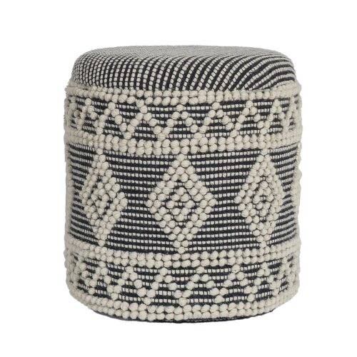 Sitzhocker aus Wolle Ø 40 x 45 cm Grau-Creme Rund