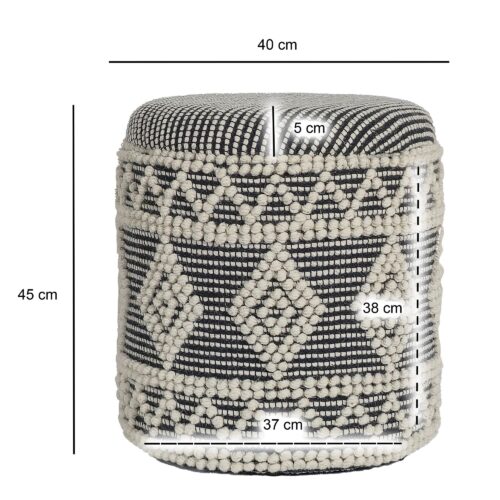 Sitzhocker aus Wolle Ø 40 x 45 cm Grau-Creme Rund – Bild 4