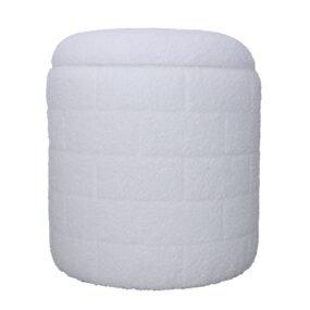 Sitzhocker mit Stauraum 40x40x45 cm Runder Stoffhocker Weiß mit abnehmbarem