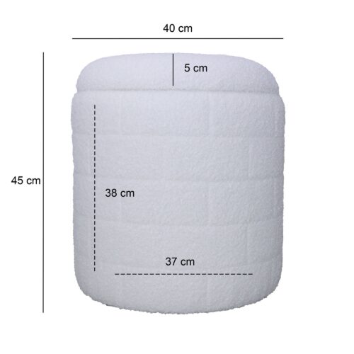 Sitzhocker mit Stauraum 40x40x45 cm Runder Stoffhocker Weiß – Bild 4