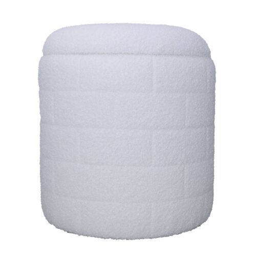 Sitzhocker mit Stauraum 40x40x45 cm Runder Stoffhocker Weiß – Bild 7
