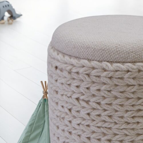 Sitzhocker mit Stauraum aus Wolle rund 40x40x45 cm Hocker – Bild 6