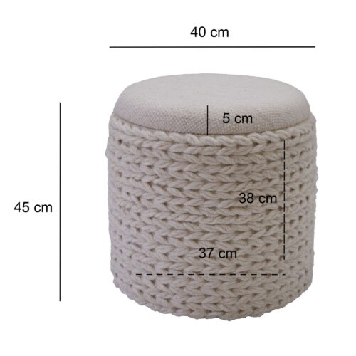 Sitzhocker mit Stauraum aus Wolle rund 40x40x45 cm Hocker – Bild 4